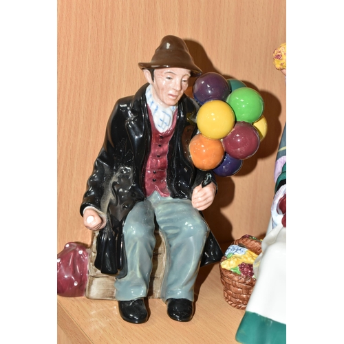 343 - THREE ROYAL DOULTON BALLOON SELLING FIGURES, comprising The Old Balloon Seller HN1315, The Balloon M... 