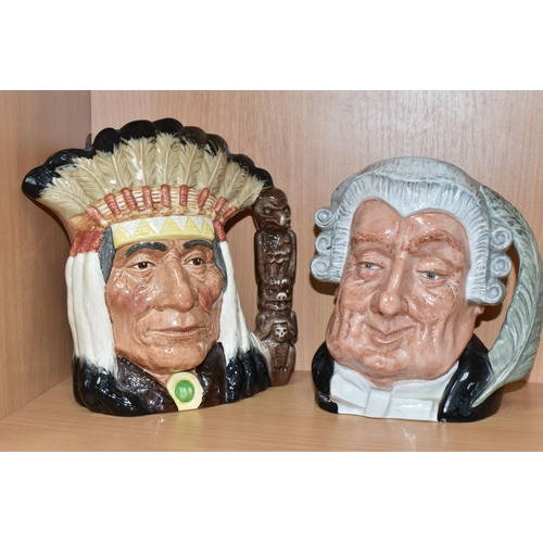 347 - FIVE LARGE ROYAL DOULTON CHARACTER JUGS, comprising Rip Van Winkle D6483 (hairline to base and tiny ... 