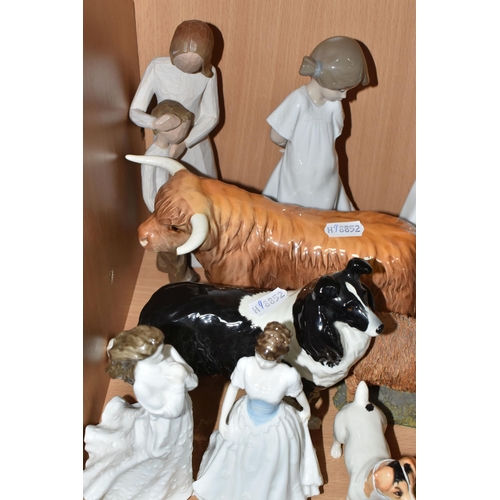 349 - A GROUP OF CERAMIC FIGURES, ETC, to include Beswick Sheepdog - Large model no 1792, and Jack Russell... 