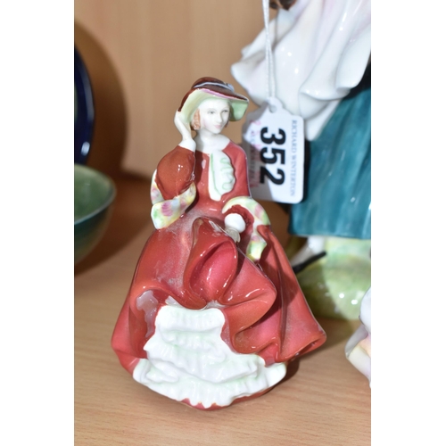 352 - SEVEN ROYAL DOULTON FIGURINES, comprising Flowers of Love HN3709 (skirt hems a little rough with gla... 