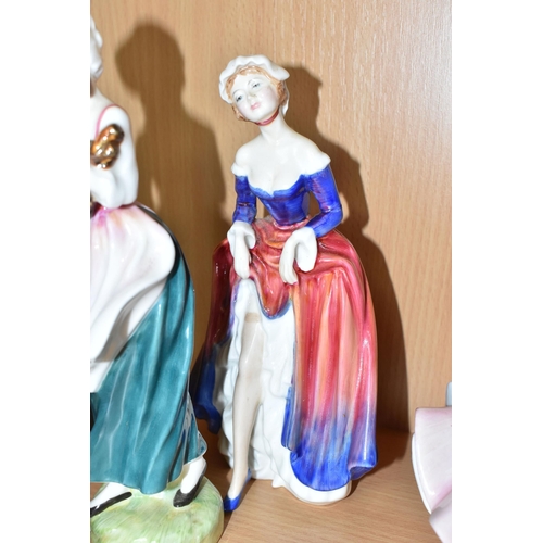 352 - SEVEN ROYAL DOULTON FIGURINES, comprising Flowers of Love HN3709 (skirt hems a little rough with gla... 