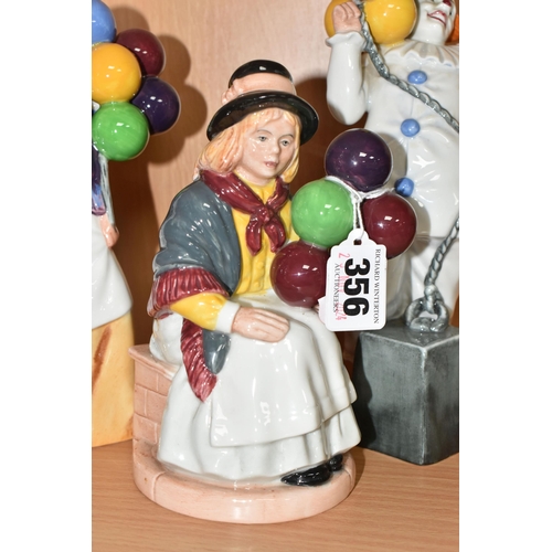 356 - FOUR ROYAL DOULTON FIGURES WITH BALLOONS, comprising Balloon Clown HN2894, Balloon Girl HN2818, Ball... 