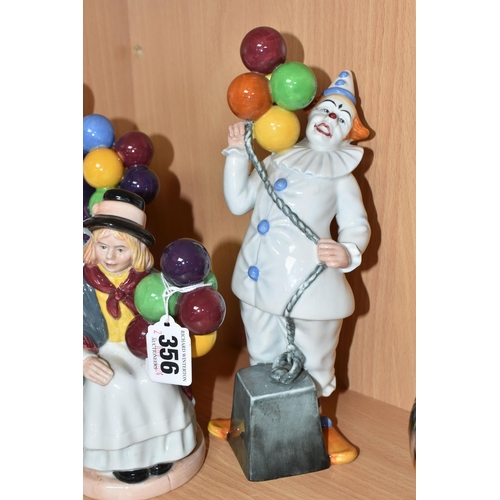 356 - FOUR ROYAL DOULTON FIGURES WITH BALLOONS, comprising Balloon Clown HN2894, Balloon Girl HN2818, Ball... 