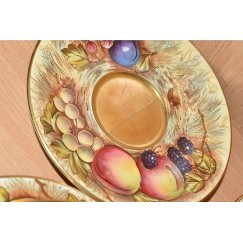 357 - SEVEN AYNSLEY ORCHARD GOLD TEACUPS AND SAUCERS, each teacup with gilt interior, rim, handle and foot... 