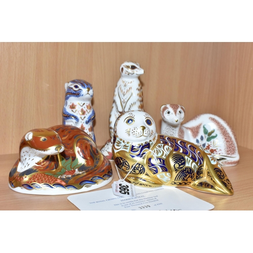 365 - A GROUP OF FIVE ROYAL CROWN DERBY PAPERWEIGHTS, comprising of Harbour Seal limited edition 3339/4500... 