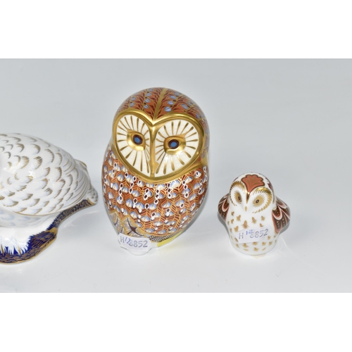 373 - A GROUP OF SIX ROYAL CROWN DERBY PAPERWEIGHTS 'OWLS', comprising of Snowy Owl, exclusive for collect... 