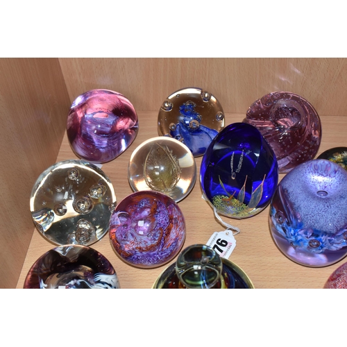 376 - A COLLECTION OF PAPERWEIGHTS, twelve examples, to include a Caithness Scotland 'Tango', 'Pebble' no ... 