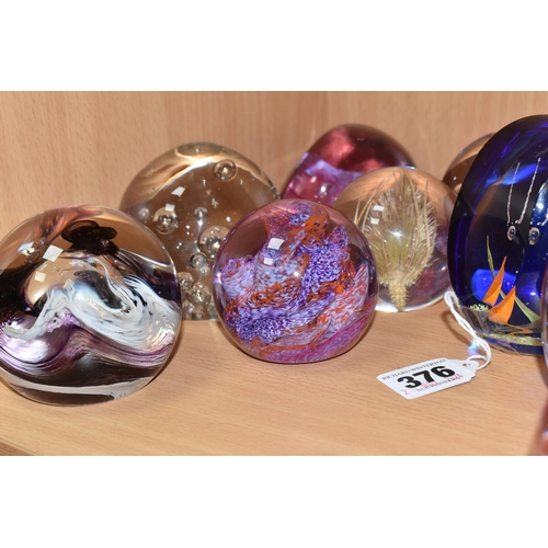 376 - A COLLECTION OF PAPERWEIGHTS, twelve examples, to include a Caithness Scotland 'Tango', 'Pebble' no ... 