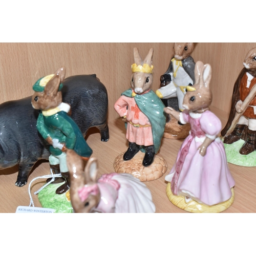 385 - A GROUP OF ROYAL DOULTON BUNNYKINS FIGURES AND PIG, comprising of a Beswick Vietnamese Pot Bellied P... 