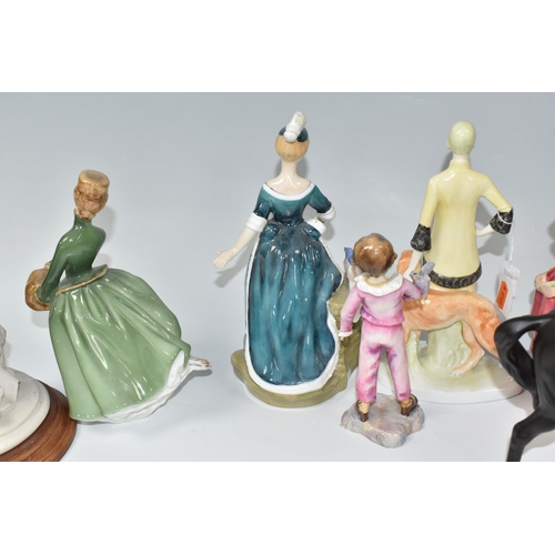 386 - A GROUP OF FIGURES AND A BESWICK HORSE, comprising a Beswick Black Beauty horse makers mark on front... 