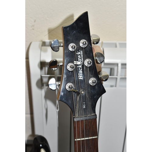 399 - TWO ELECTRIC GUITARS comprising a Black Hawk BC-1 by Schecter Guitar Research 0626785 printed to the... 