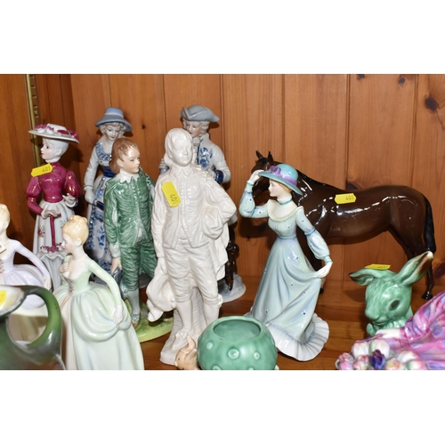 401 - A GROUP OF CERAMIC DECORATIVE ITEMS to include a Royal Doulton 'Flower Sellers Children' figure heig... 