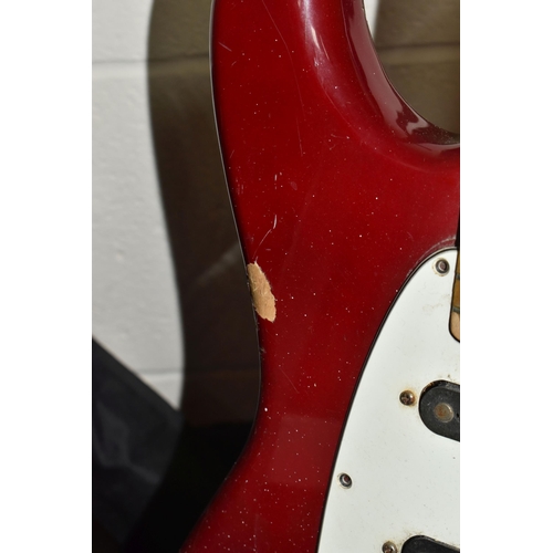 406 - TWO ELECTRIC GUITARS comprising an Ibanez 'Roadstar II' marked H831252 to the reverse, red body with... 