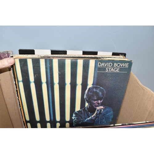 412 - A BOX OF APPROXIMATELY THIRTY LPS to include artists  David Bowie 'Stage (PL02913), two copies of Lo... 