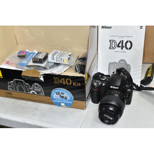 414 - A BOXED NIKON D40 KIT comprising a Nikon D40 digital camera fitted with an ED 18-55mm 1:3.5-6.6 lens... 