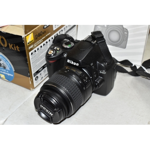 414 - A BOXED NIKON D40 KIT comprising a Nikon D40 digital camera fitted with an ED 18-55mm 1:3.5-6.6 lens... 