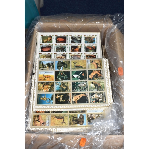 419 - FOUR BOXES OF 'CINDERELLA/LOCAL' STAMPS to include thousands of Nagaland, Dhufar, Ajman, and Bernera... 