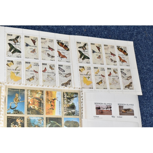 419 - FOUR BOXES OF 'CINDERELLA/LOCAL' STAMPS to include thousands of Nagaland, Dhufar, Ajman, and Bernera... 