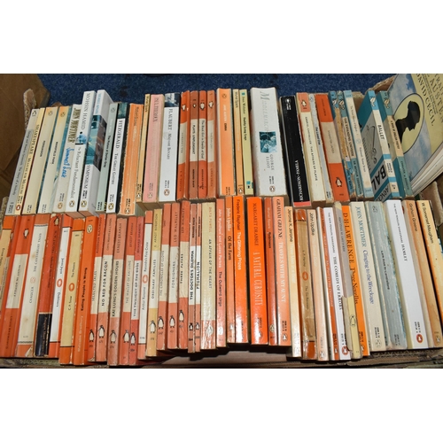 425 - TWO BOXES OF BOOKS containing approximately 145 paperback titles published by PENGUIN, authors inclu... 