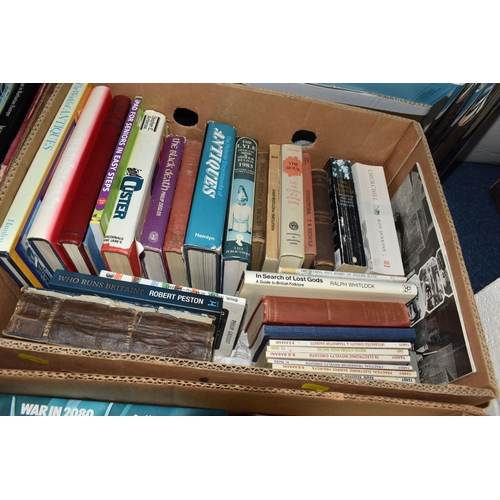 435 - SIX BOXES OF BOOKS containing over 130 miscellaneous titles in hard back and paperback format, a lar... 