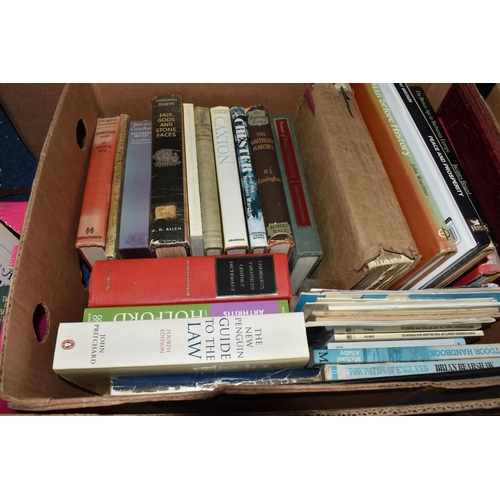 435 - SIX BOXES OF BOOKS containing over 130 miscellaneous titles in hard back and paperback format, a lar... 