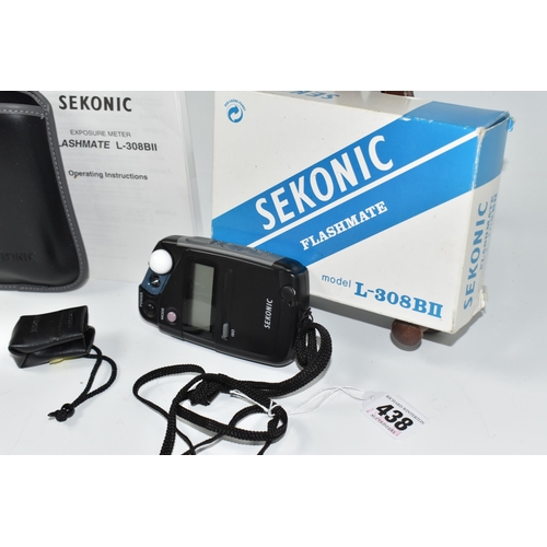 438 - A BOXED SEKONIC FLASHMATE EXPOSURE METER, model L-308BII, serial no 9010771, in soft Sekonic case, w... 