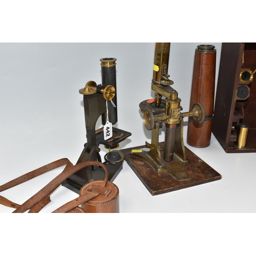 442 - A WOODEN CASED BRASS MONOCULAR MICROSCOPE, marked R & J Beck, London, Serial No.19357 to foot, appea... 