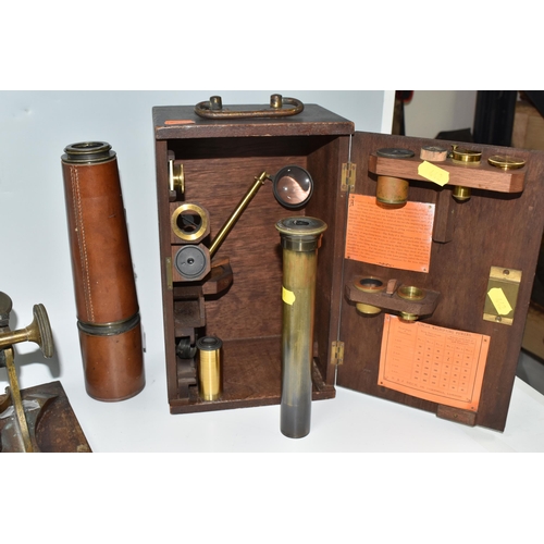 442 - A WOODEN CASED BRASS MONOCULAR MICROSCOPE, marked R & J Beck, London, Serial No.19357 to foot, appea... 