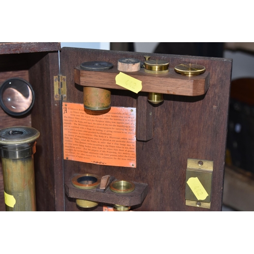 442 - A WOODEN CASED BRASS MONOCULAR MICROSCOPE, marked R & J Beck, London, Serial No.19357 to foot, appea... 