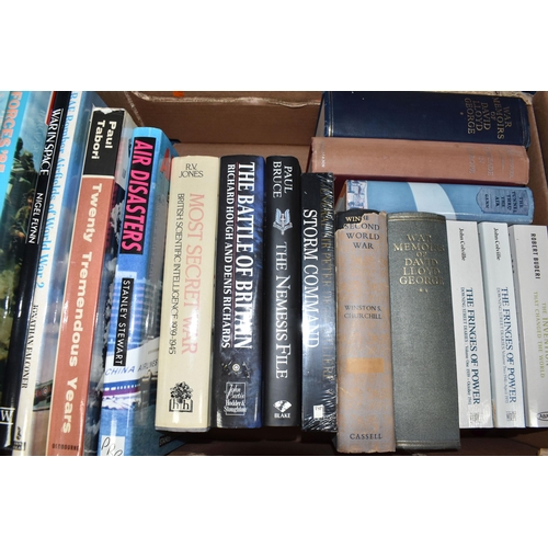 455 - THREE BOXES OF BOOKS, over forty mainly military history titles to include WWII, the Falklands War, ... 