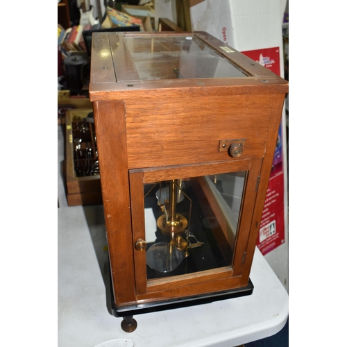 458 - A GLAZED WOODEN CASED SET OF STANTON INSTRUMENTS ANALYTICAL BALANCE SCALES, Model No. C.B.3, not tes... 