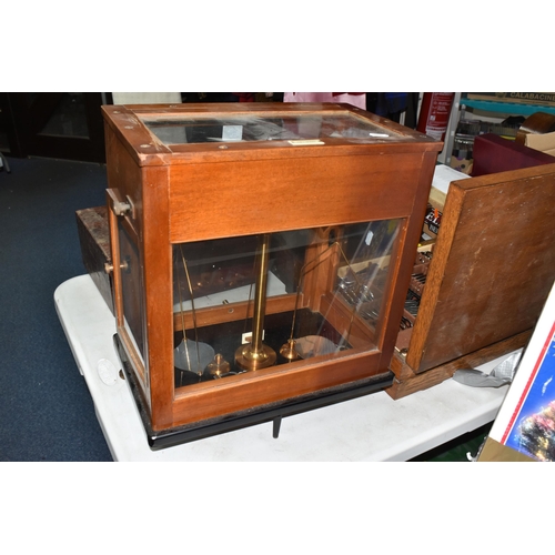 458 - A GLAZED WOODEN CASED SET OF STANTON INSTRUMENTS ANALYTICAL BALANCE SCALES, Model No. C.B.3, not tes... 