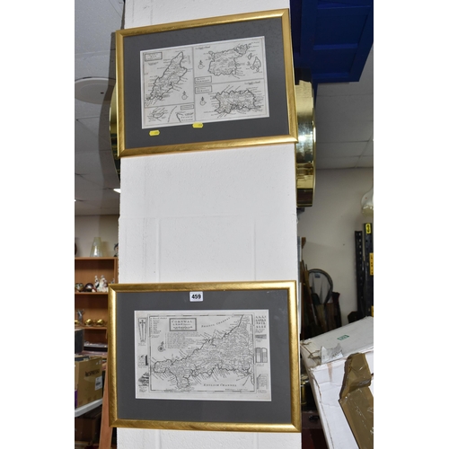 459 - HERMAN MOLL (1654-1732) TWO FRAMED ANTIQUE MAPS, comprising a map of Cornwall with locations of tin ... 