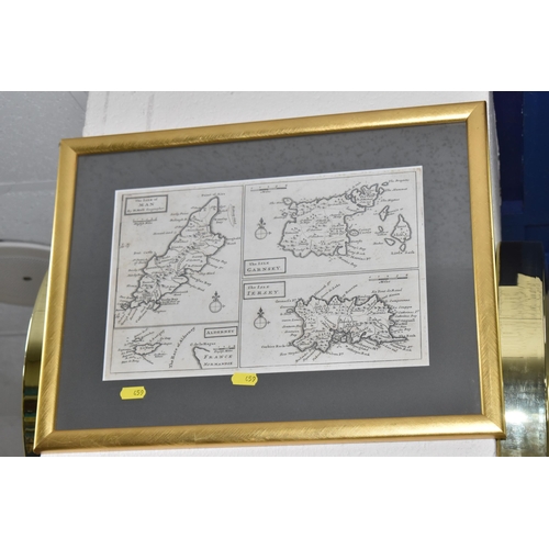 459 - HERMAN MOLL (1654-1732) TWO FRAMED ANTIQUE MAPS, comprising a map of Cornwall with locations of tin ... 