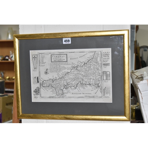 459 - HERMAN MOLL (1654-1732) TWO FRAMED ANTIQUE MAPS, comprising a map of Cornwall with locations of tin ... 