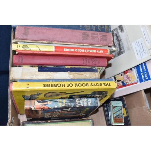 461 - ONE BOX AND LOOSE BOOKS, PICTURES AND POSTCARDS,  a collection of vintage books to include The Sixte... 