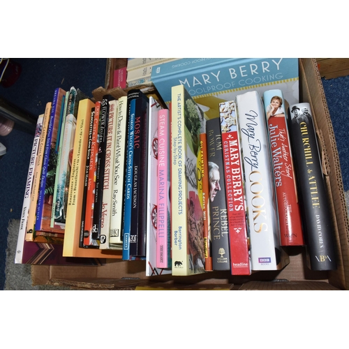 478 - SIX BOXES OF BOOKS, subjects include Mary Berry cookery books, books about art and how to draw and p... 