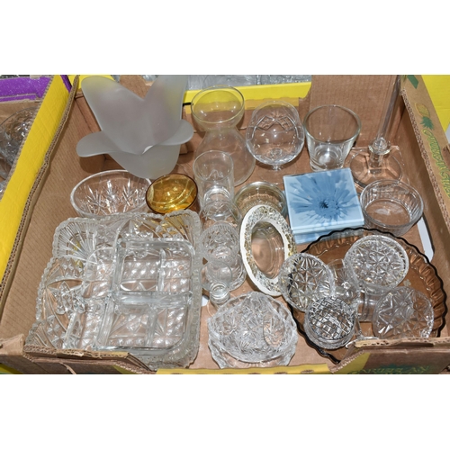 480 - FOUR BOXES OF GLASSWARE, a collection of crystal drinking glasses of varies sizes, some makes includ... 