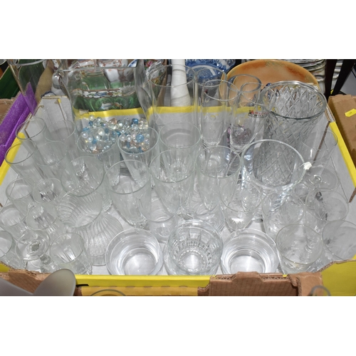 480 - FOUR BOXES OF GLASSWARE, a collection of crystal drinking glasses of varies sizes, some makes includ... 