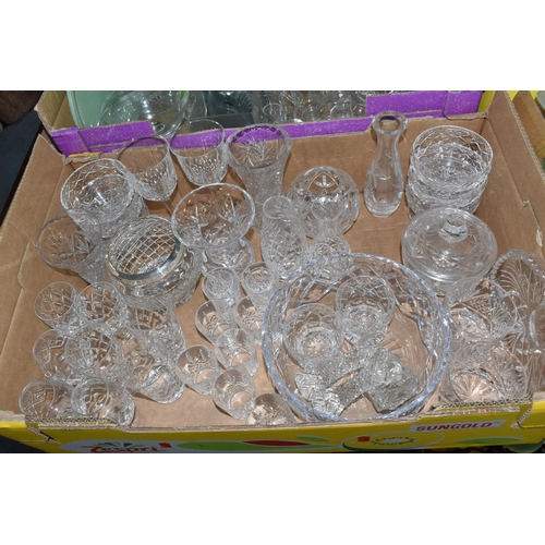 480 - FOUR BOXES OF GLASSWARE, a collection of crystal drinking glasses of varies sizes, some makes includ... 