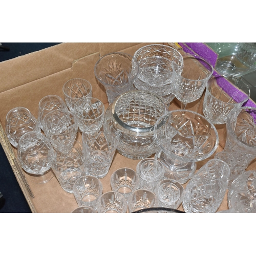 480 - FOUR BOXES OF GLASSWARE, a collection of crystal drinking glasses of varies sizes, some makes includ... 