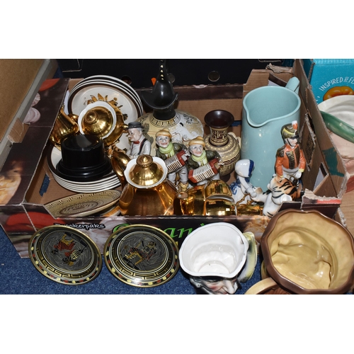 481 - FOUR BOXES AND LOOSE CERAMICS AND GLASS MISCELLANEOUS, to include two large vases with artificial an... 