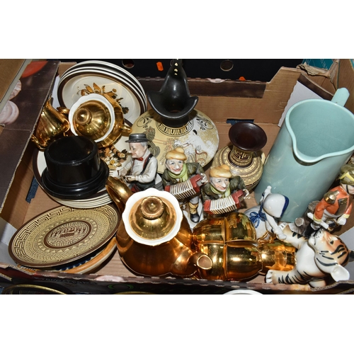 481 - FOUR BOXES AND LOOSE CERAMICS AND GLASS MISCELLANEOUS, to include two large vases with artificial an... 