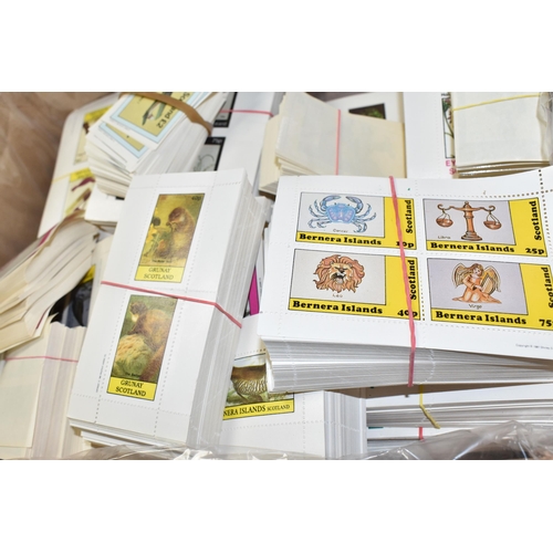 483 - FOUR BOXES OF 'CINDERELLA' AND 'LOCALS' STAMPS to include thousands of Bernera Islands, Scotland, Ey... 