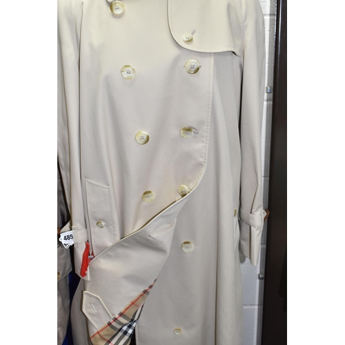 485 - A LADIES' BURBERRY'S TRENCH COAT, HAT YSL UMBRELLA AND AN AQUASCUTUM QUILTED JACKET, comprising a be... 