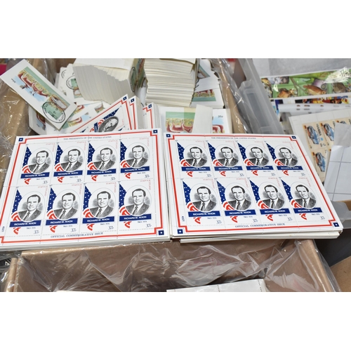 492 - FOUR BOXES OF 'CINDERELLA/LOCALS' STAMPS comprising thousands of perforated and sticker style stamps... 