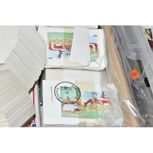 492 - FOUR BOXES OF 'CINDERELLA/LOCALS' STAMPS comprising thousands of perforated and sticker style stamps... 