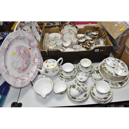 493 - ONE BOX AND LOOSE CERAMICS to include a quantity of Royal Worcester 'Mathon' comprising five tea cup... 