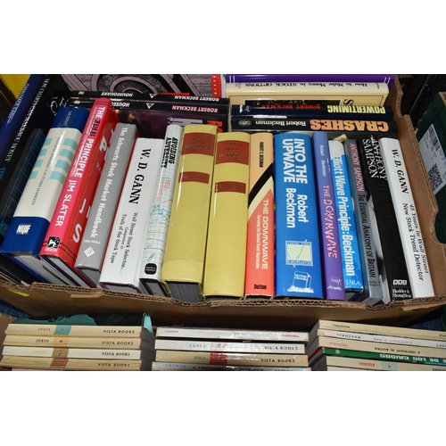 504 - SIX BOXES OF BOOKS, over one hundred and fifty books, mostly assorted novels, biographies, how to wo... 