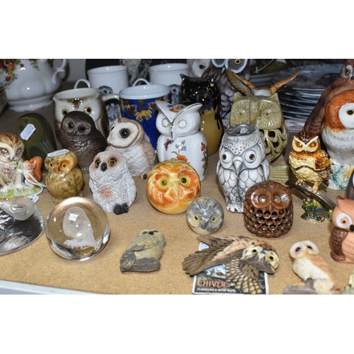 519 - A COLLECTION OF OWL ORNAMENTS AND RELATED ITEMS, to include a Royal Albert Beatrix Potter 'Old Mr Br... 